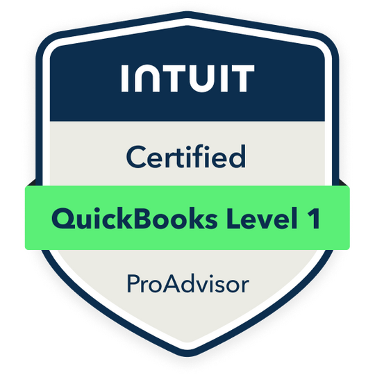 QuickBooks Level One Certified ProAdvisor badge